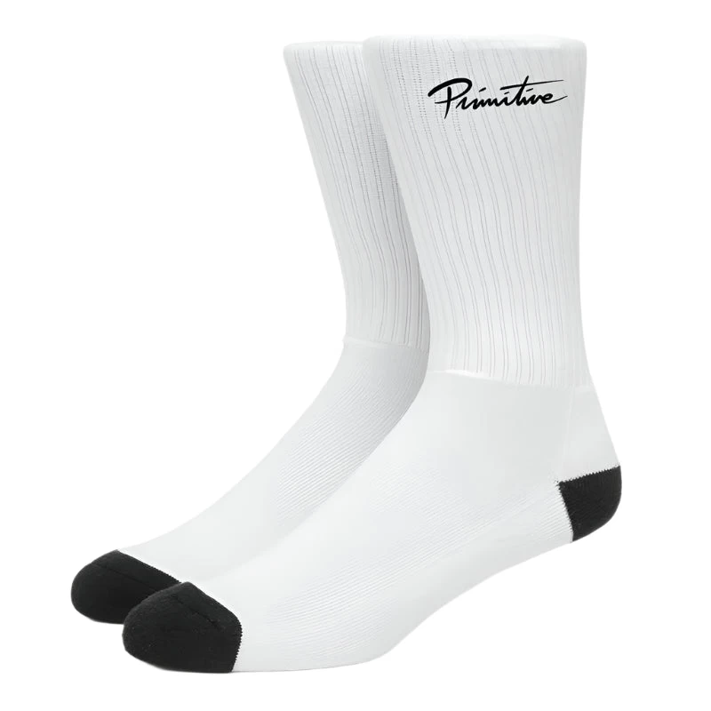 PRIMITIVE Neuvo Script Socks - 3-pack - White/Black