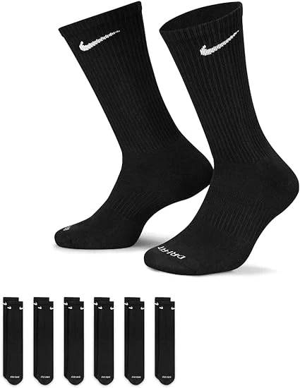 Nike Everyday Plush Cushioned Crew Sock 6Pr - Black