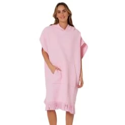 OCEAN AND EARTH Waffle Poncho - Womens - Pink Sorbet