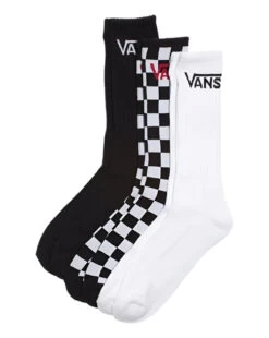 Vans Classic Crew Socks 3 Pack - Black White